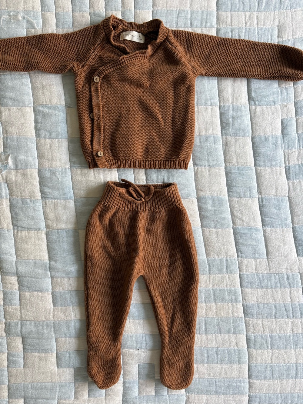 Quincy Mae Brown Knit Cardigan + Footies
